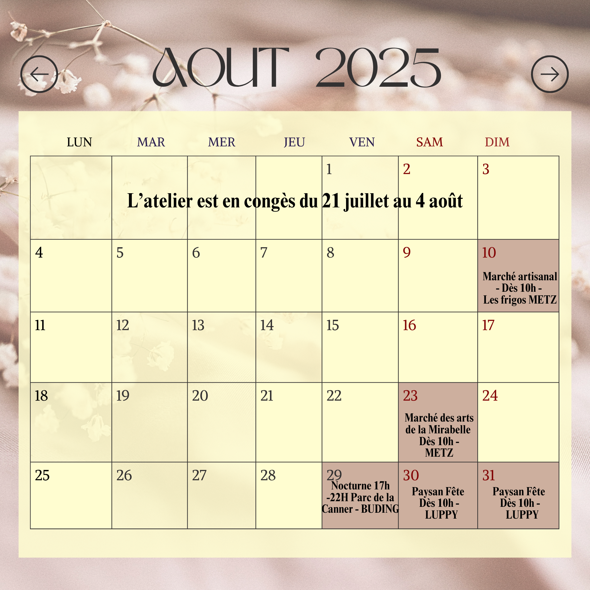 AGENDA AOUT 2025