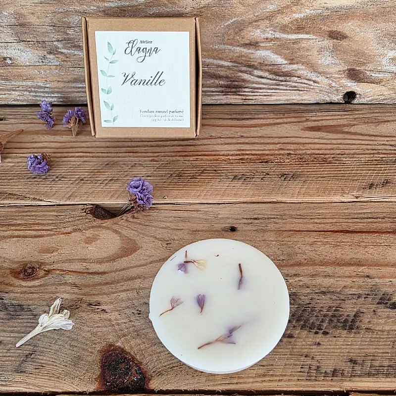 Fondant VANILLE boite pétales statice