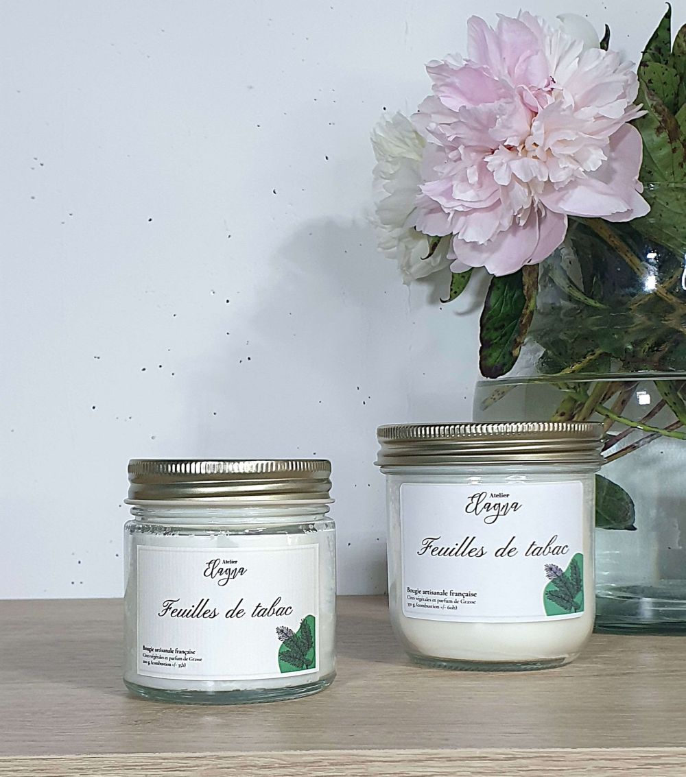 Grande et petite bougie FEUILLES DE TABAC