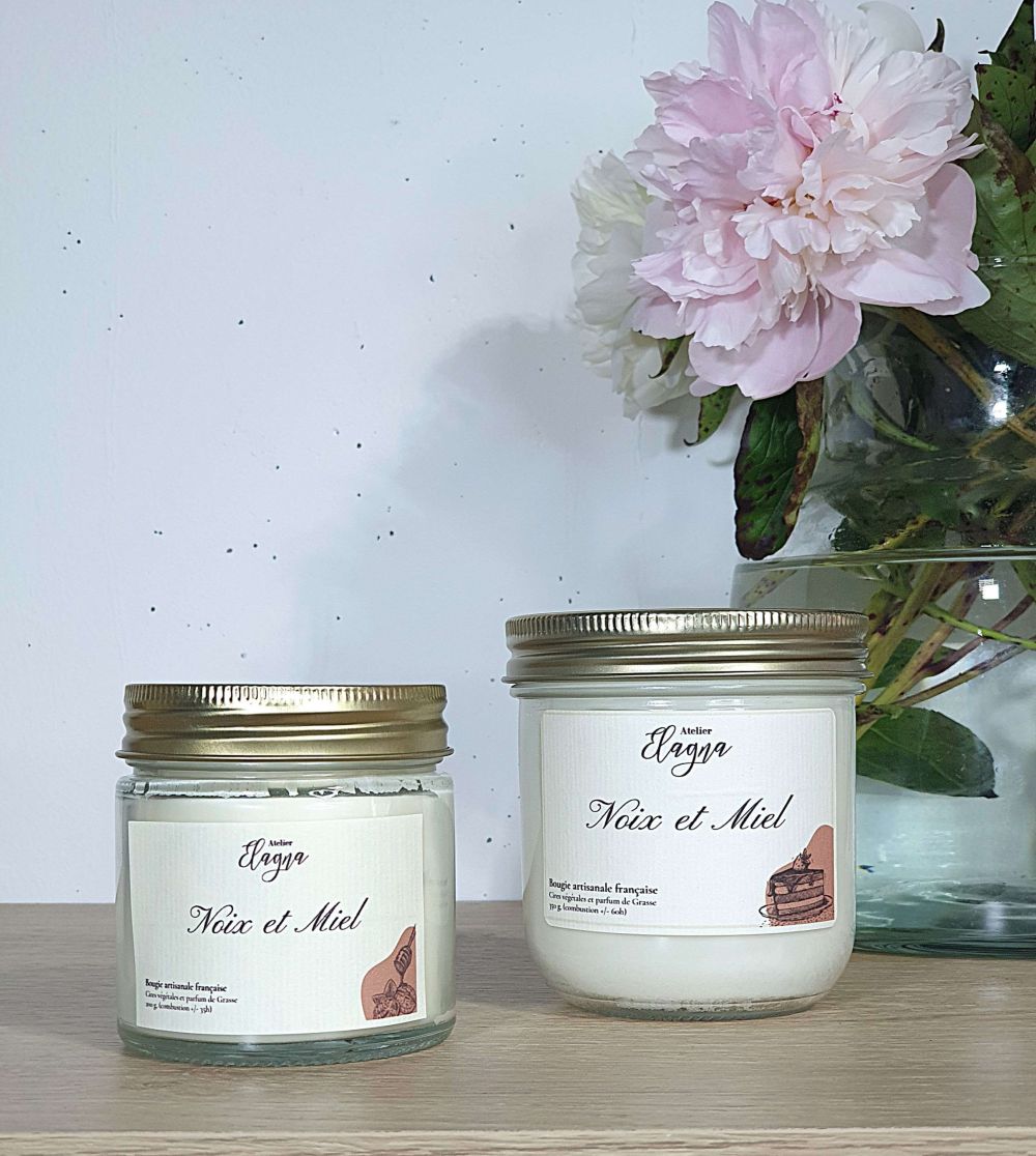 Grande et petite bougie NOIX ET MIEL