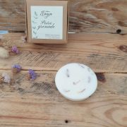 fondant parfumé et boite POIRE GRENADE pétale statice