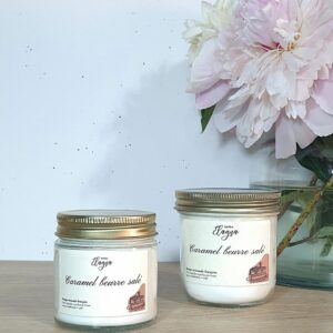 grande et petite bougie CARAMEL BEURRE SALE